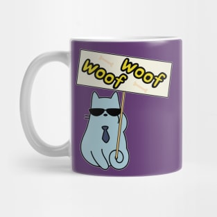 Woof Woof Cat Barking Sign Contradiction Cartoon Mug